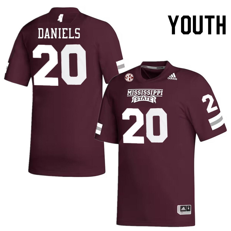 Youth #20 Johnnie Daniels Mississippi State Bulldogs College Football Jerseys Stitched-Maroon